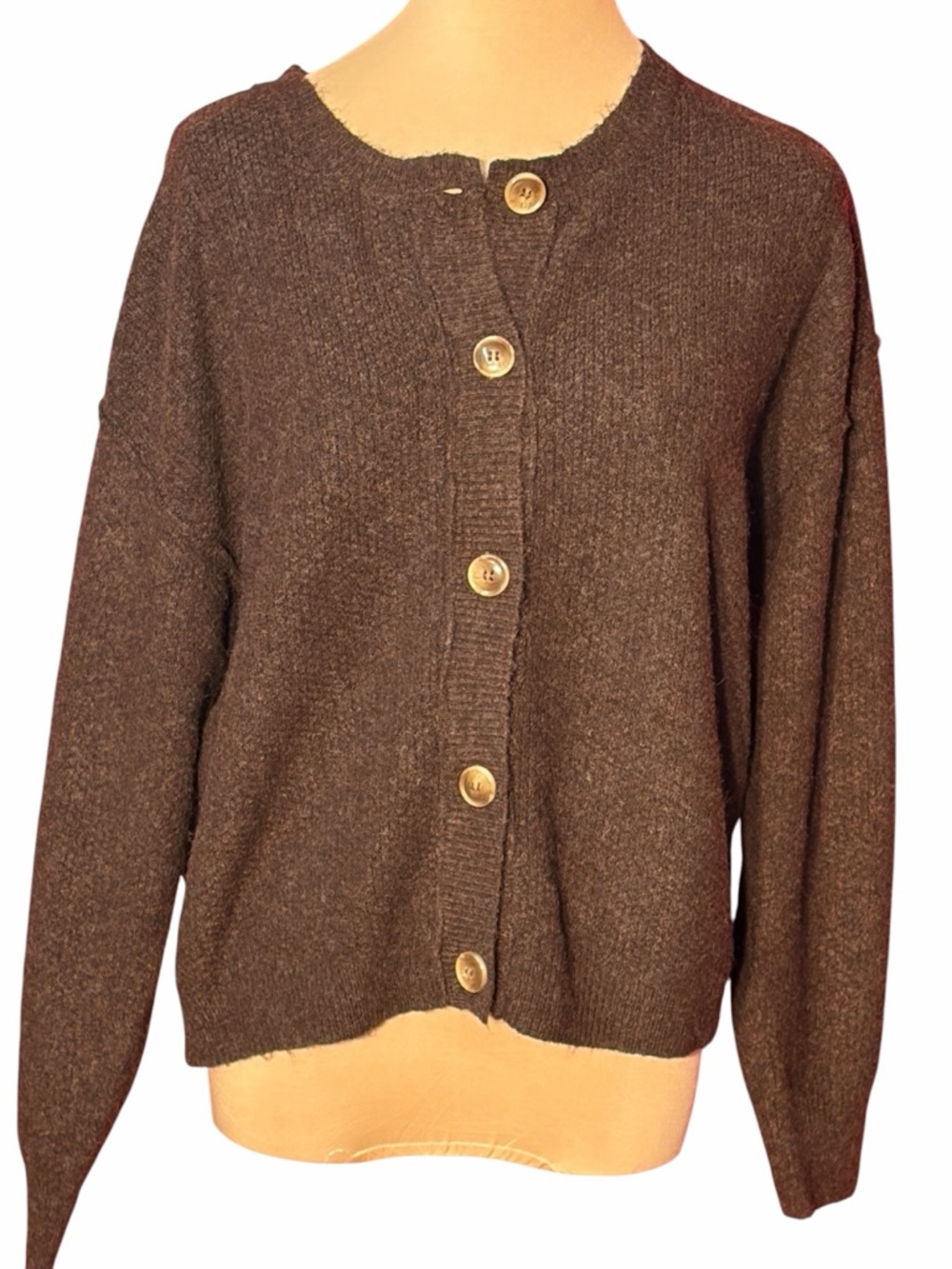 The Workshop Chocolate Brown Button Cardigan Sweater Size Large